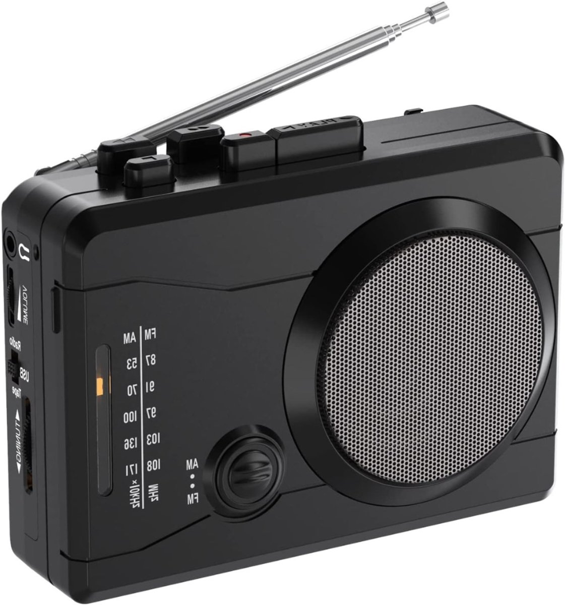 VIN® Discman - Diskman – Draagbare Cassette Speler - Compacte Walkman Met Grote Luidspreker en Hoofdtelefoonaansluiting - Radio FM/AM – Inclusief Microfoon - Zwart
