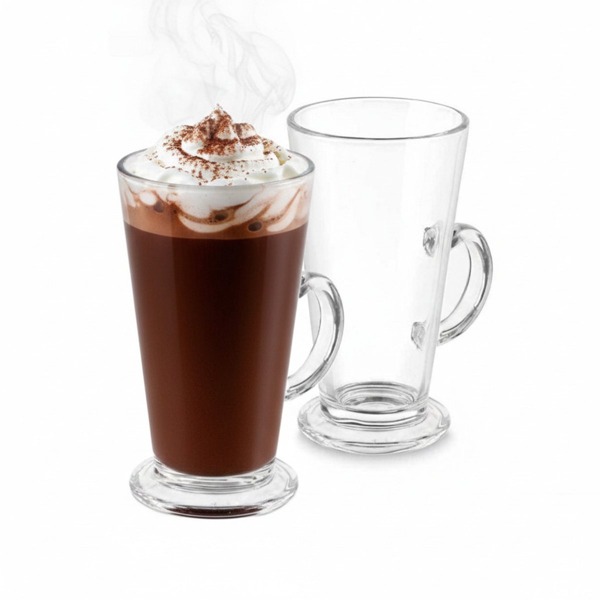 Chocolademelk glazen - transparant glas - 6x stuks - 280 ml - warme chocomelk