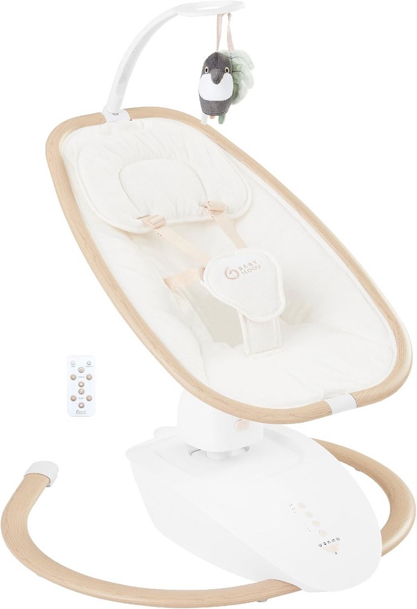 Elektrische Baby Schommel met Afstandsbediening en 90° Draaiende Zitting - Comfortabele Schommelbewegingen en Lullabies