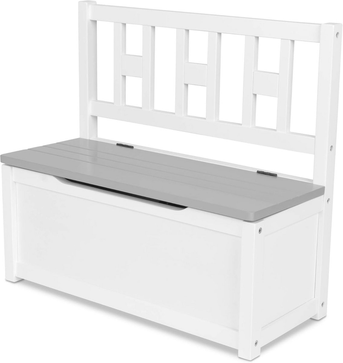 Kinderstoel met Opbergruimte | Veiligheidsnormen EU | Wit-Grijs | Multifunctionele Kinderkamer Meubel