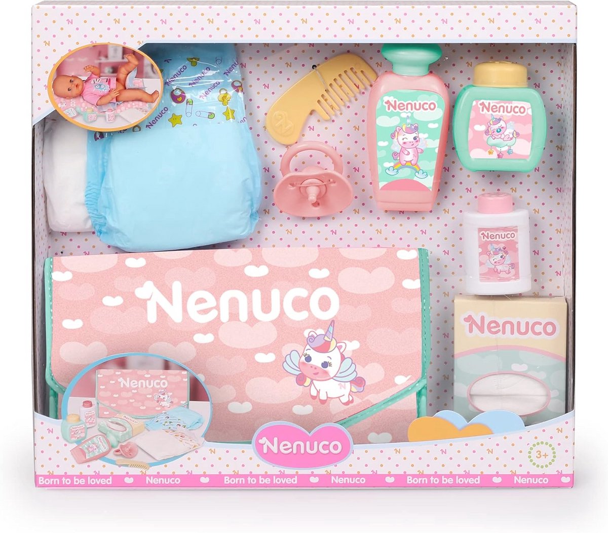 Luiertas met Speelgoedset en Luierwisselset - Accessoires voor Babypoppen, Voor Kinderen vanaf 2 Jaar