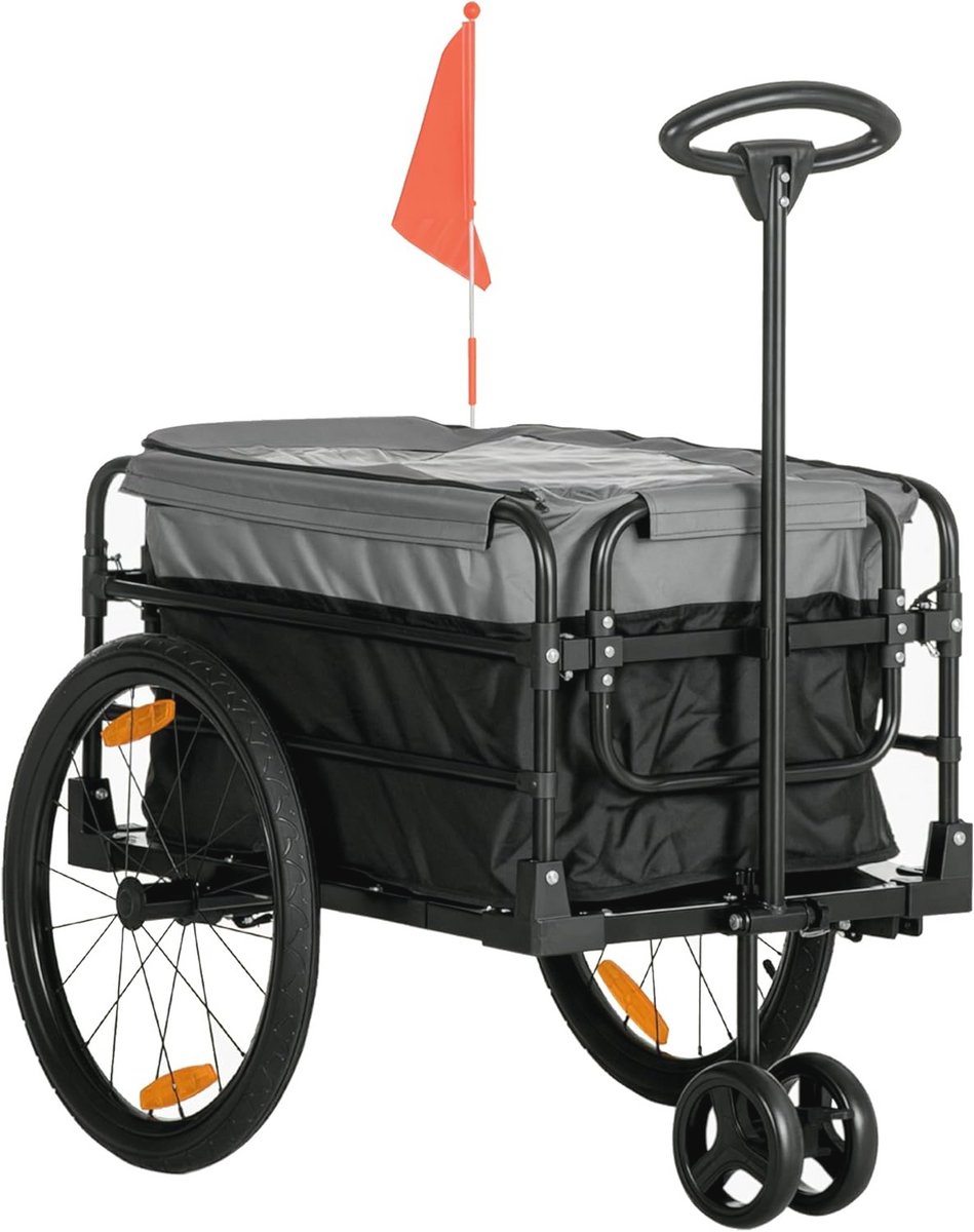 2-in-1 fietskar en transportaanhanger met luchtbanden en hoog draagvermogen