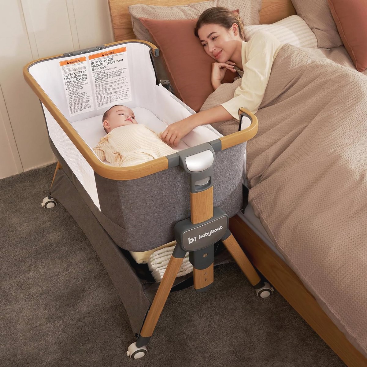 Cozy Bijzetbed voor Baby's met Grote Wielen - Verstelbaar en Draagbaar