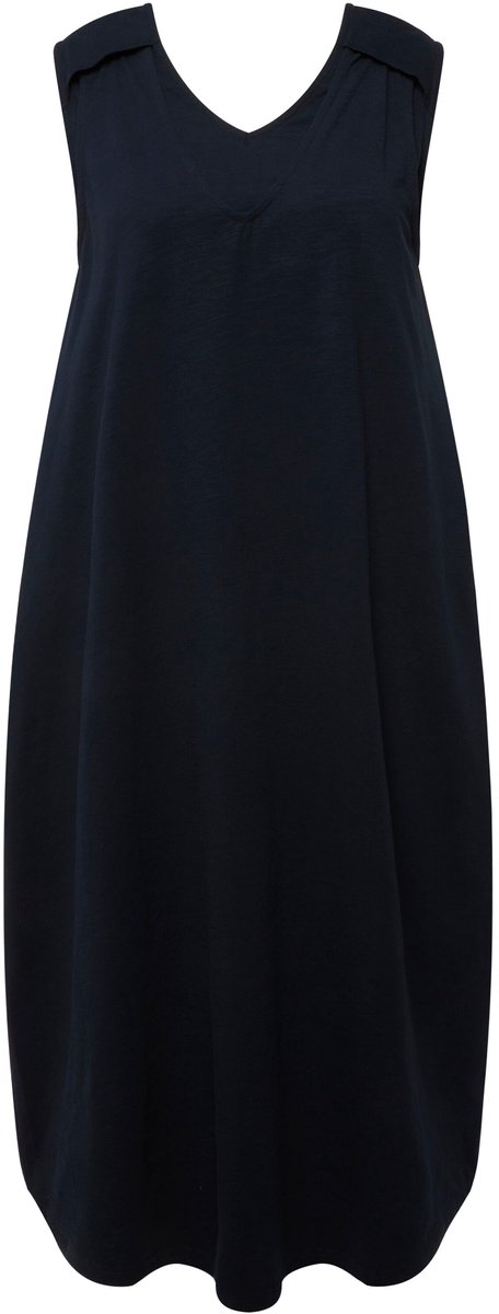 Ulla Popken Dames - Jurk borstvoedingsfunctie jersey wikkellook mouwloos - Marine - Maat 50+