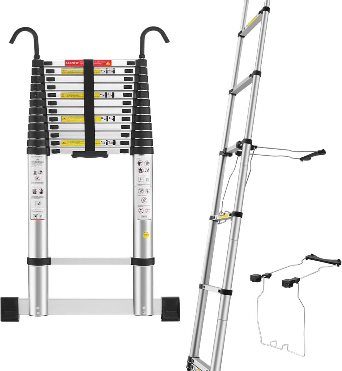 Telescopische Aluminium Ladder 5M met Stabilisator en Vouwmechanisme