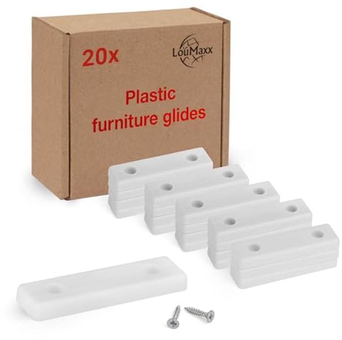 Meubelglijders Kunststof Set van 20 - 50 x 14 x 5 mm met Schroeven - Ideaal voor Vloer Bescherming