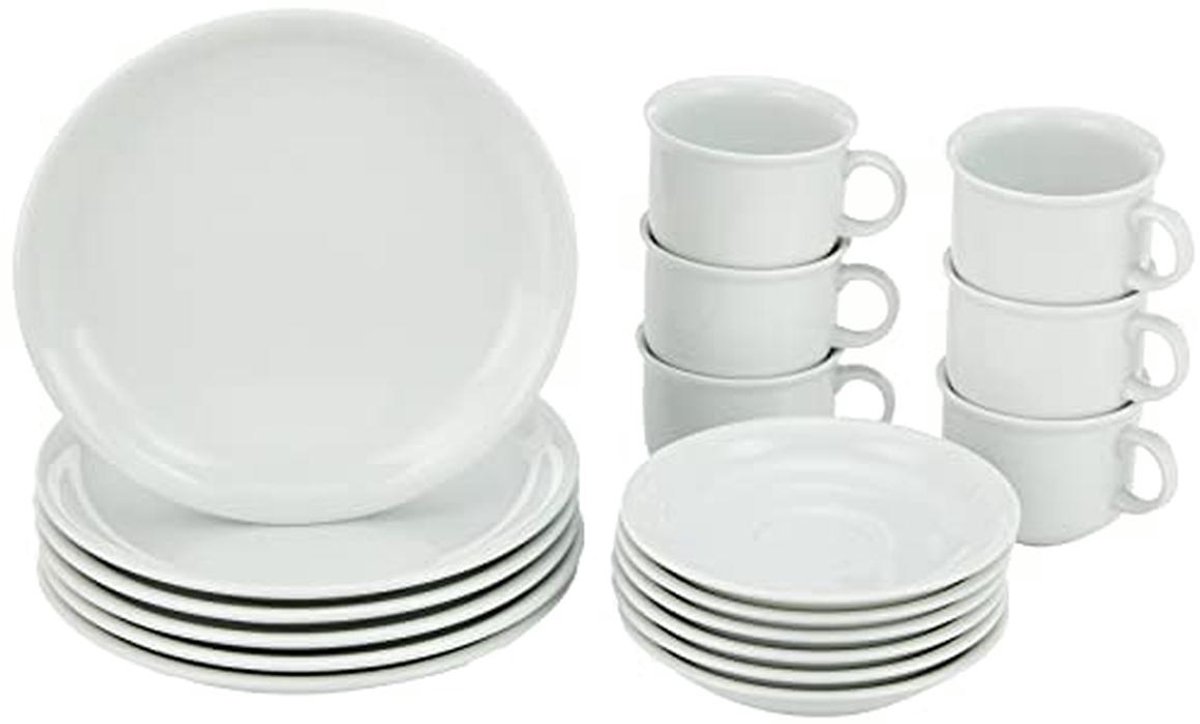18-delig Koffieservies voor 6 Personen van Porselein - Wit