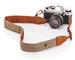 Sangle d'appareil photo, sangle de cou en toile de coton tissé avec sangle d'épaule réglable, compatible avec tous les appareils photo reflex numériques, notamment Canon, Fujifilm, Nikon, Olympus, Pentax et Sony - kaki.