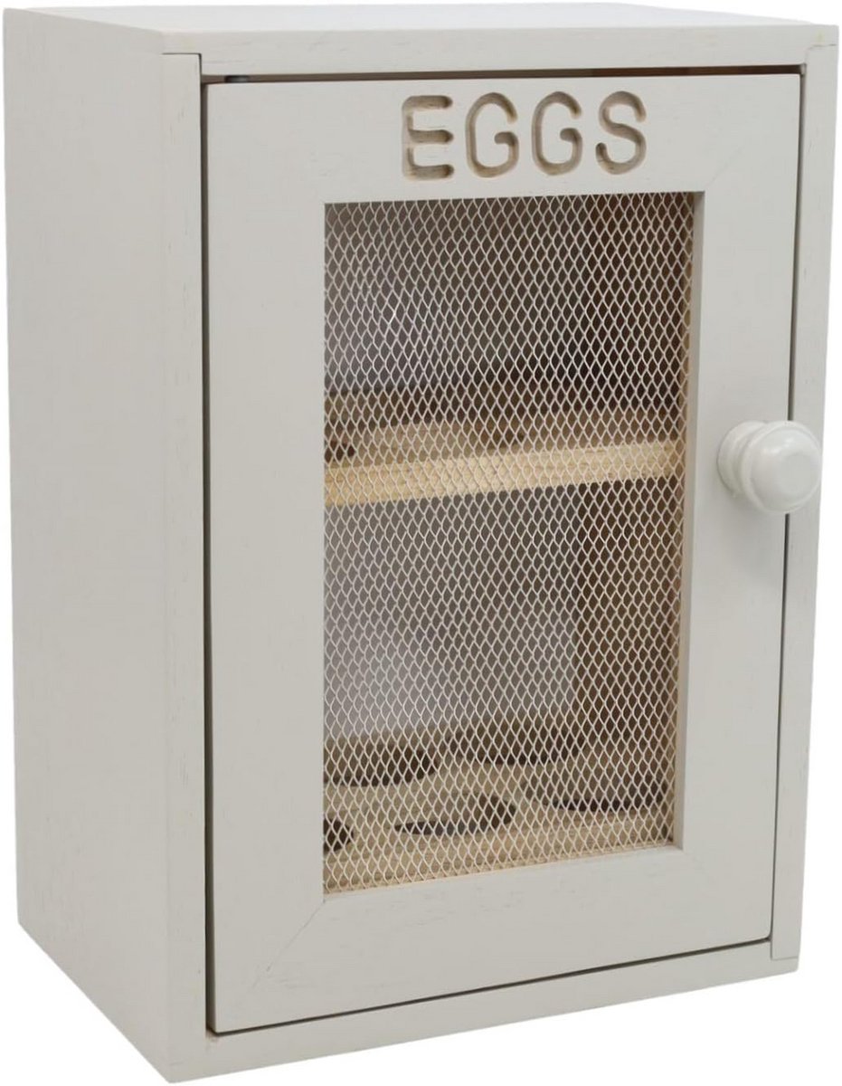 Eierkast Grijs Hout voor 12 Eieren - Stijlvolle Keukenaccessoire