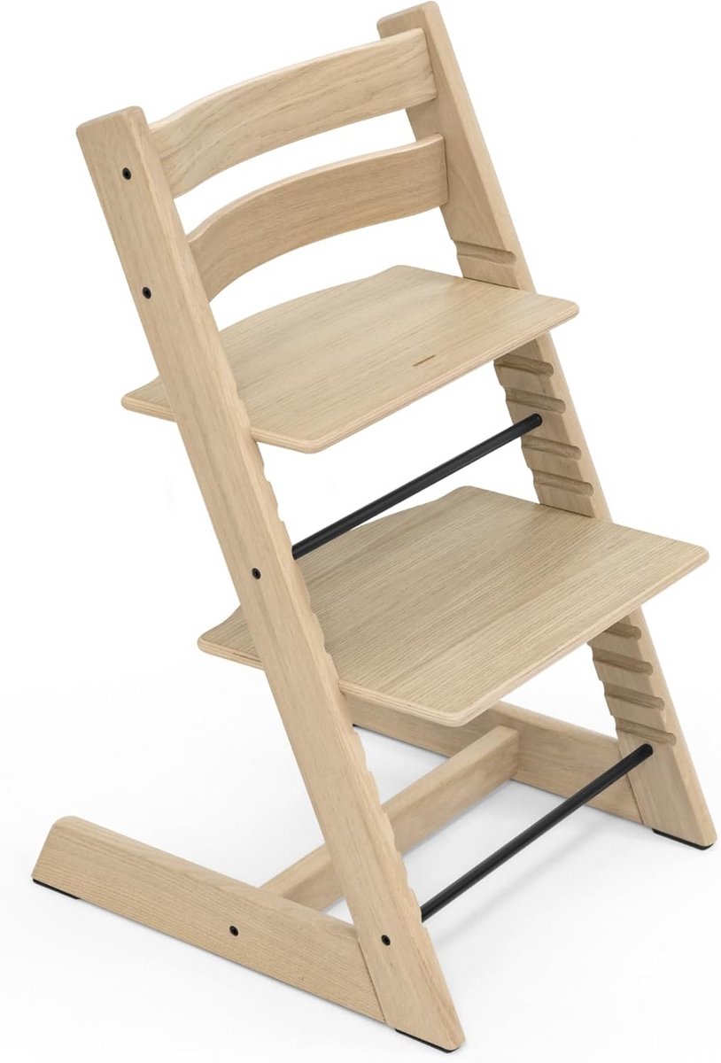 Kinderstoel - Eetstoel Peuter - Samen Eten - Verstelbaar Met Voetensteun - 78.5 cm Hoog - Naturel Eiken