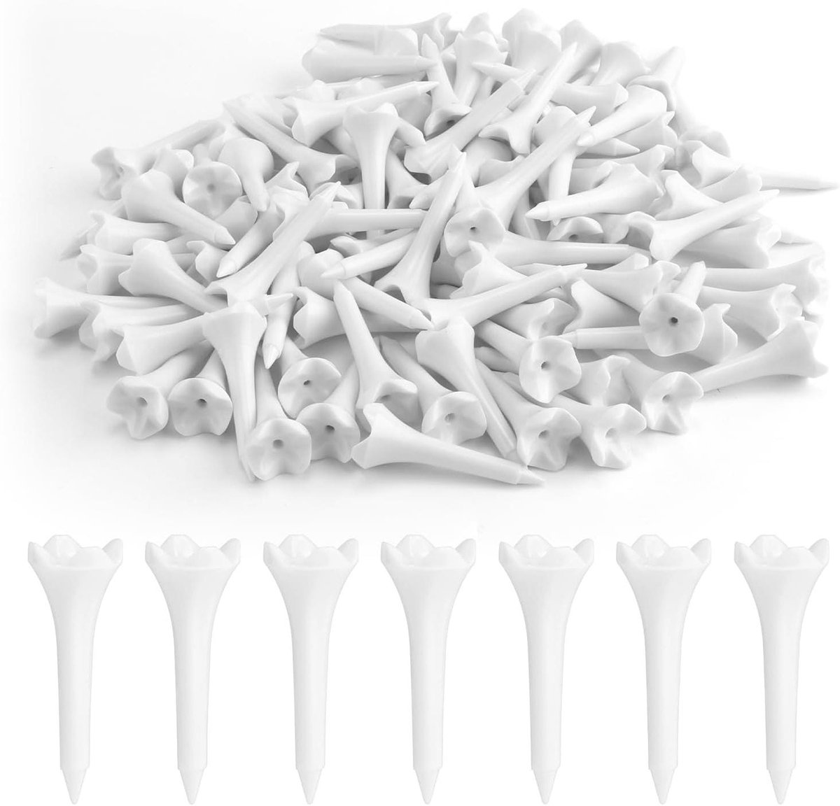 EGoods - Plastic Golftees 100 stuks Lang 4-Punts Hoge Zichtbaarheid Oefentraining Accessoires voor Ijzers Par Threes Driving Range