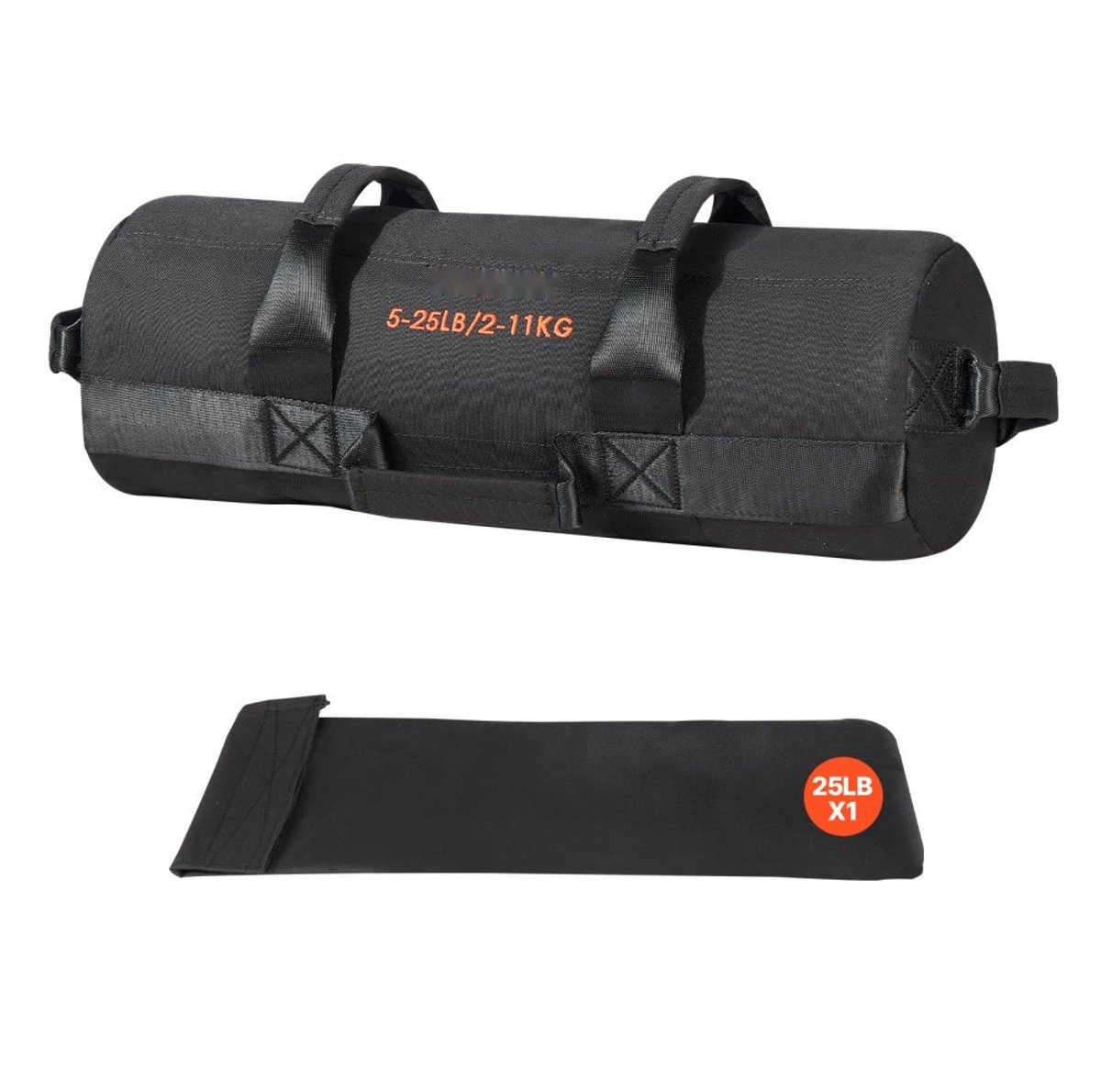 Workout Zandzak - Powerbag - Verstelbaar Gewicht 2-11 kg - Met Handvatten - Robuuste Slijtvaste Stof - Voor Fitness & Crosstraining - Zwart (Ongevuld)
