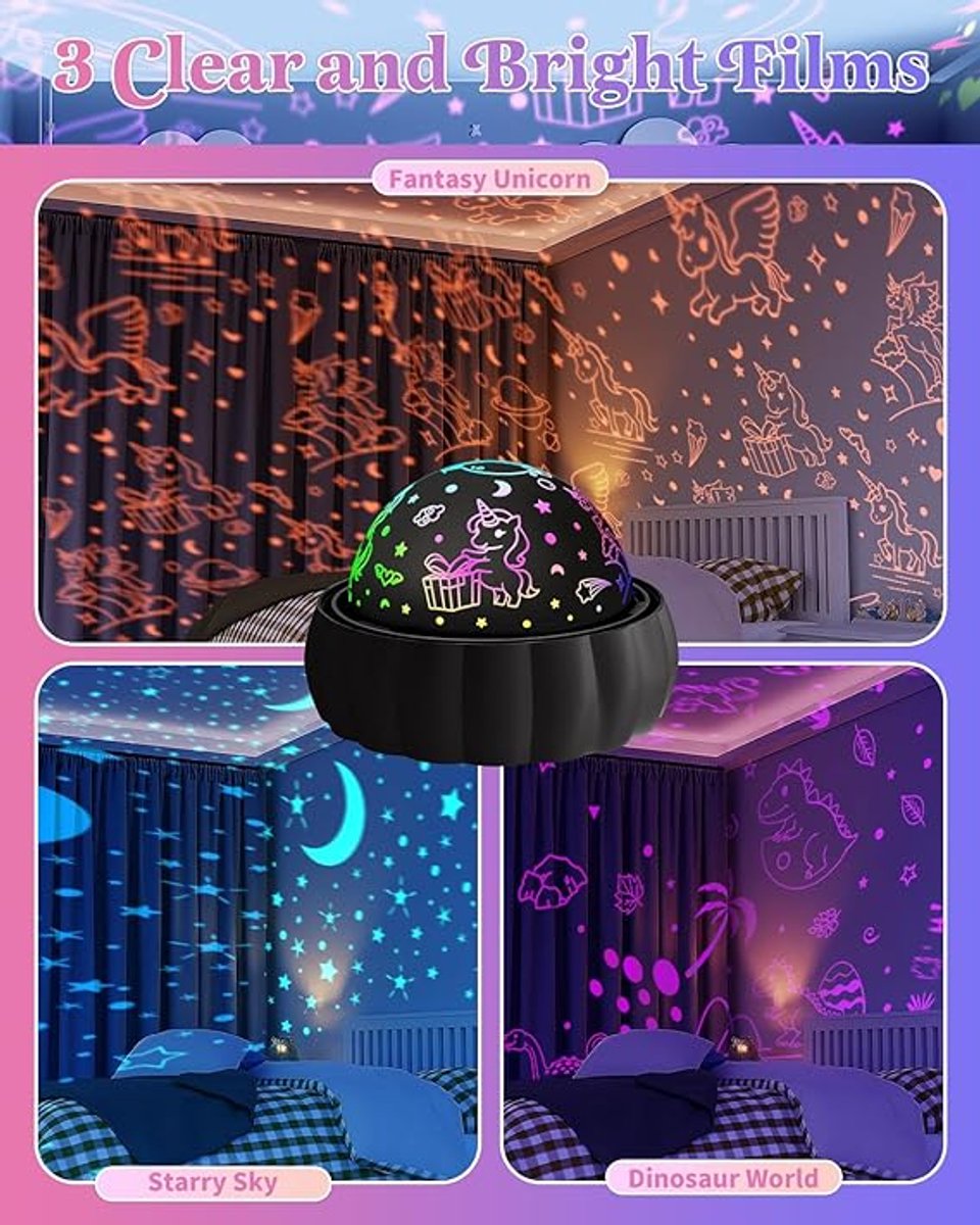 Sterrenhemel Projector voor Kinderen - 3 Verschillende Thema's en 7 Lichtstanden - Draait 360° voor Magisch Effect - Leuk Speelgoed voor 3-8 Jaar - Voor Jongens en Meisjes - 1 stuk – foto 5