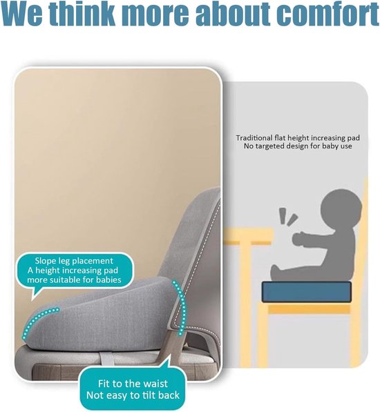 Kinderzitje - Kinderzitje - 6-8 cm - Afneembaar - Verstelbare veiligheidsgordel - Antislip zitverhoger - Hoog zitkussen - Geschikt voor peuters, kinderstoelen, zitverhogers, eetkamers - Grijs van Merkloos — afbeelding 5