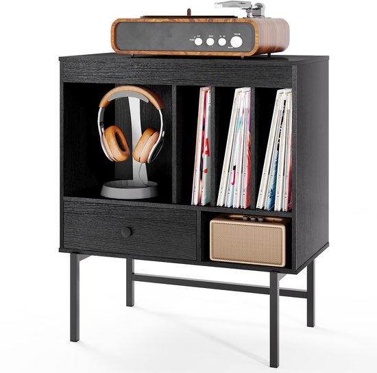 VDD Vinyl Opbergkast - Verrijdbaar - 70 x 60 x 40 cm - Zwart