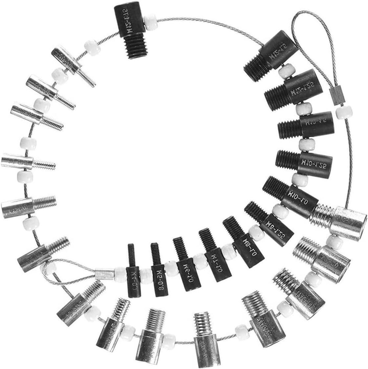 EGoods - Draadspoedmeter voor moer- en boutdraadcontrole, draadidentificatietool voor 26 mannelijke en vrouwelijke draden, schroefdraadmeter met 14 inch en 12 metrische meters.