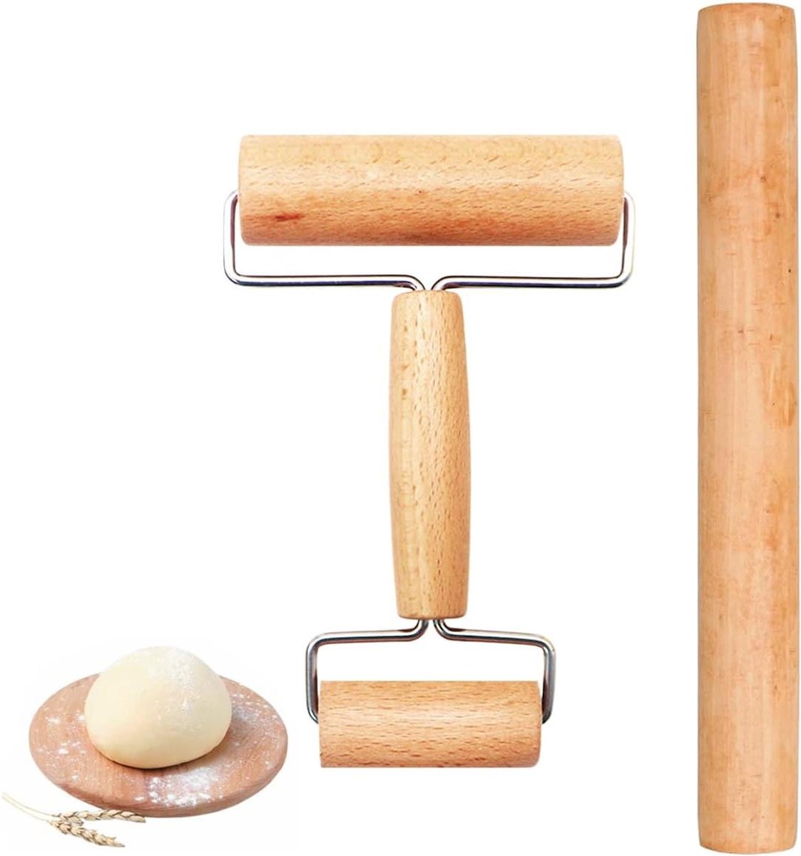 EGoods - Houten deegroller van 24 cm voor bakken van deeg, pizza, cake - Anti-aanbaklaag