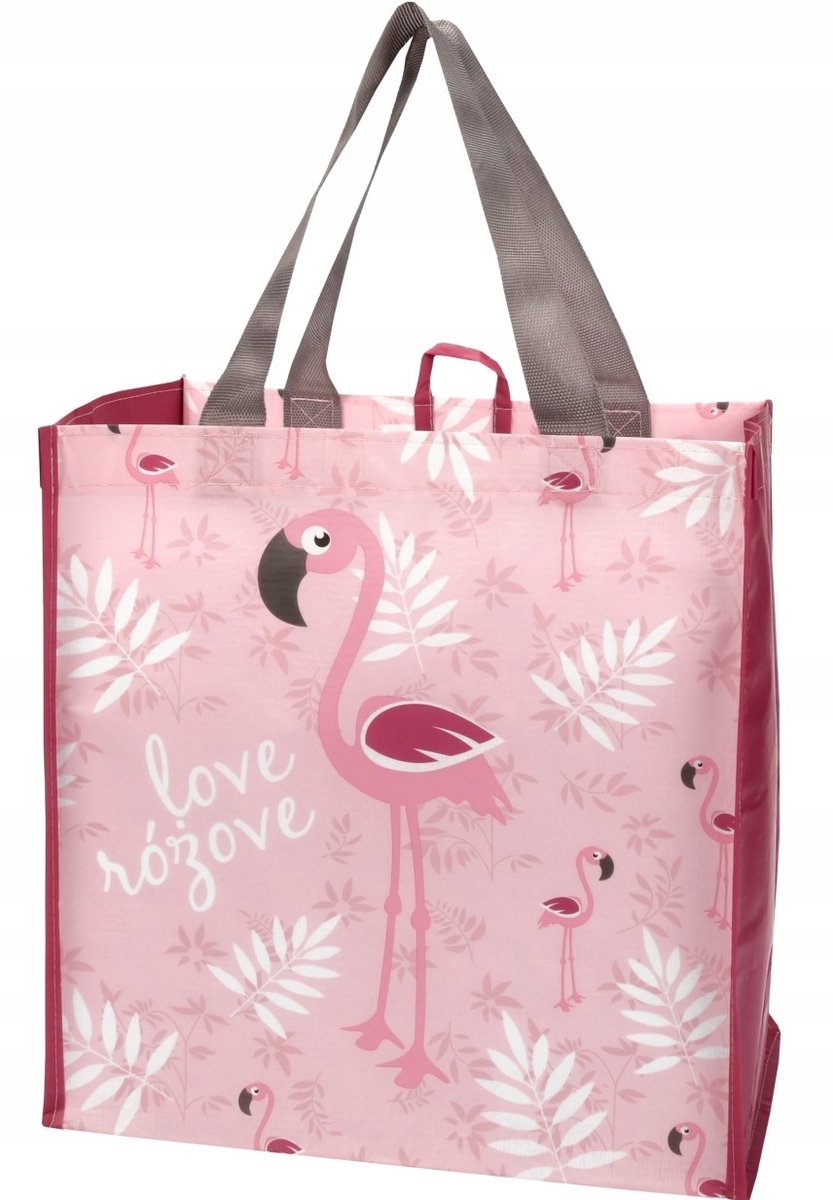 Ravi Shopper Tas Roze Flamingo 32x34 cm