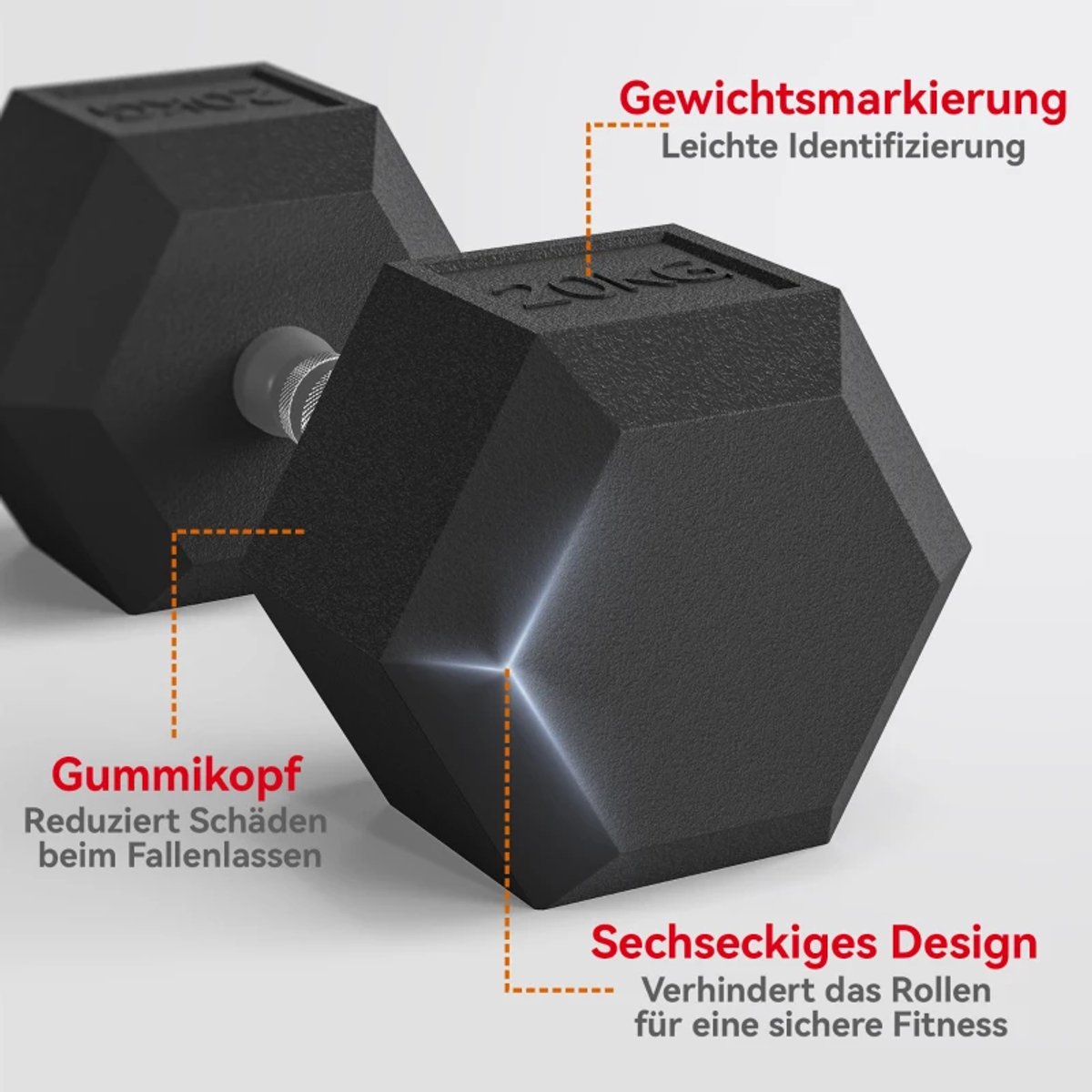 Dumbbells 2 x 20 kg - Halter - Set van 2 - Gekartelde Handvat - Gewichten Set - Halterset - Dumbbell Set - Krachttraining - Fitness - Gym - Geschikt voor Thuis en Sportschool – foto 5