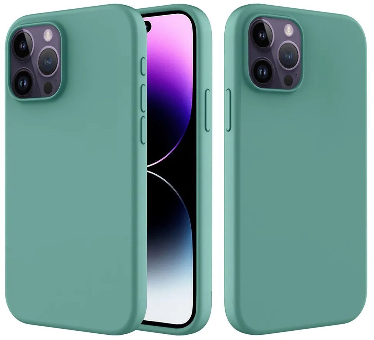 MobyDefend Hoesje - Geschikt voor iPhone 14 Pro Max - Matte Siliconen Backcover - Groen