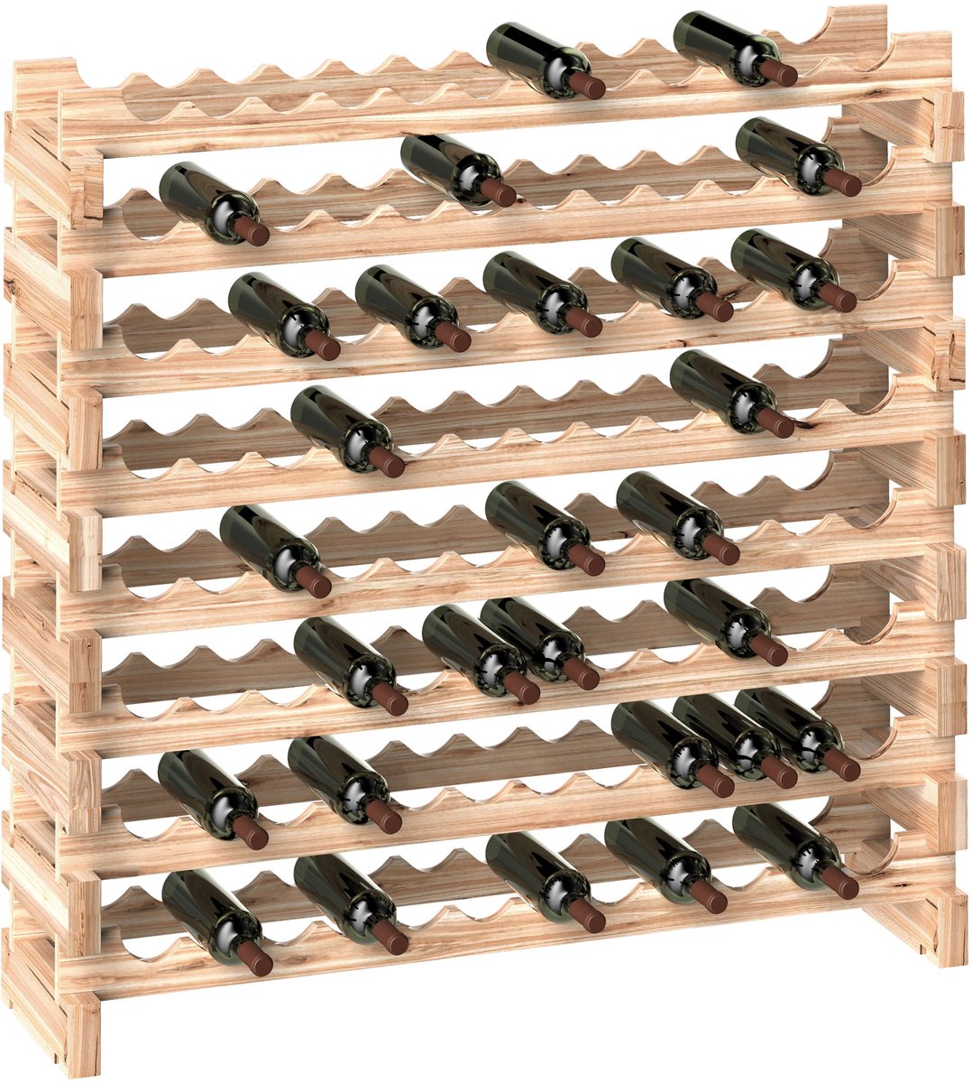 HOMCOM Wijnrek - Vurenhout - 114×28×113,5 cm - Natuurlijk hout