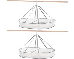 2-delige 1-lagige Opvouwbare Kledingdroogrek – 31,5 inch Gaasachtige Hangende Droger, Ruimtebesparend voor Truien, Waskleding, Met Interne Fixatie, Binnen & Buiten