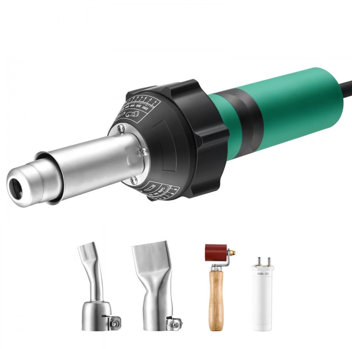 Kunststof Lasapparaat - Heteluchtpistool - Vermogen 1600 W - Temperatuur 50–600°C - Voor PVC/PP/PE/TPO/Vinyl - Met 2 Mondstukken En Naadroller