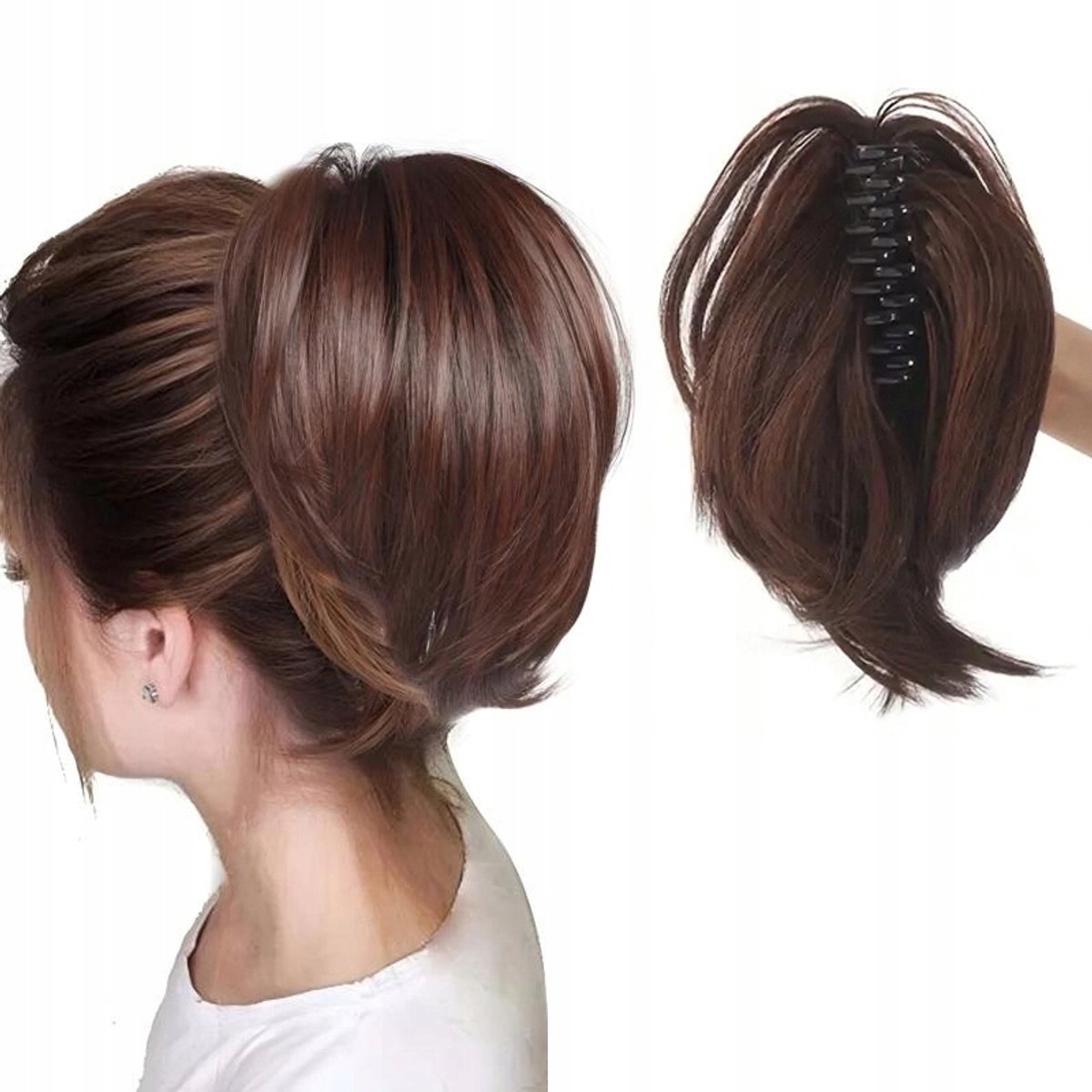 Doczepiany Kok Jasny Brąz - Synthetische Haarverlenging 25cm