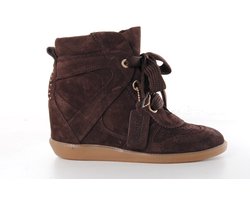 Bronx dames sneaker sleehak Jae-yy suede bruin