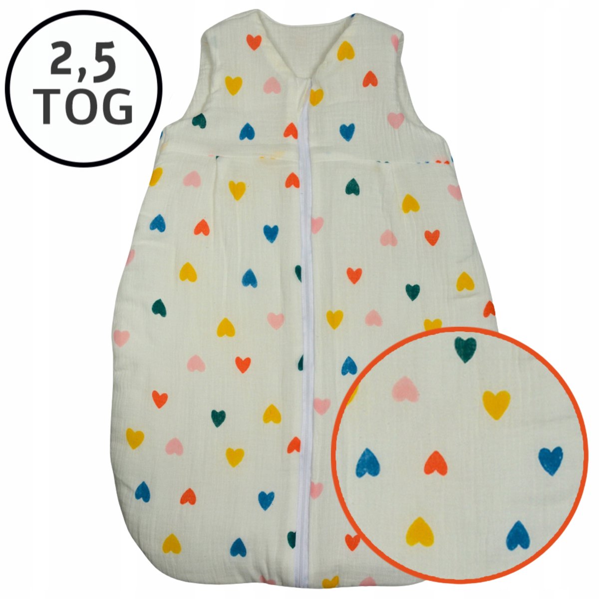Mousseline-slaapzak voor het hele seizoen voor baby's van 56-62 cm