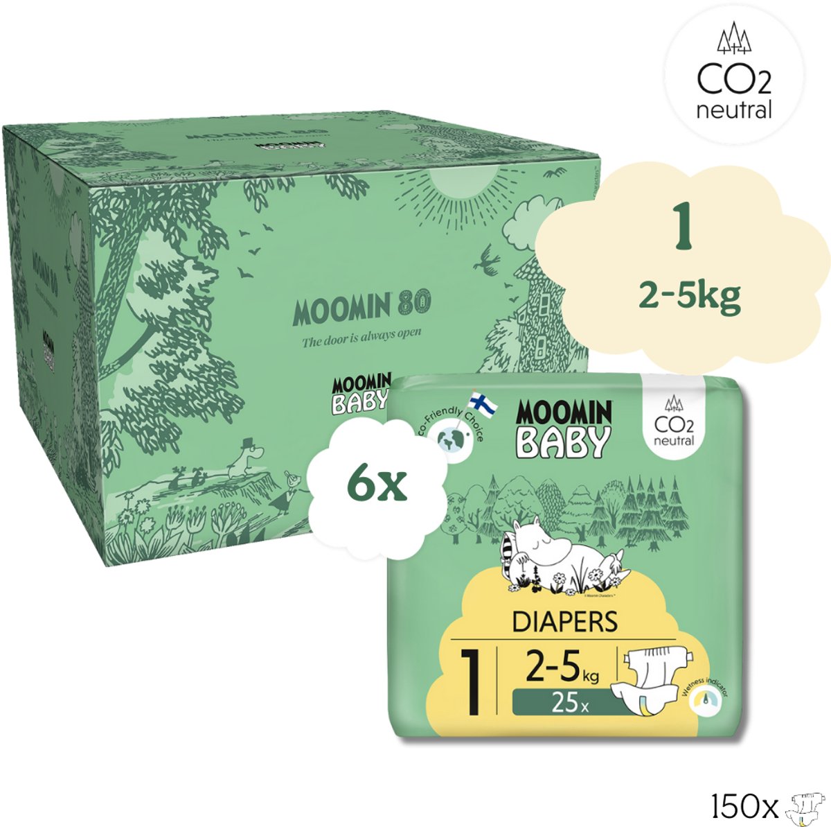 Moomin Baby luiers maat 1 | 150 stuks
