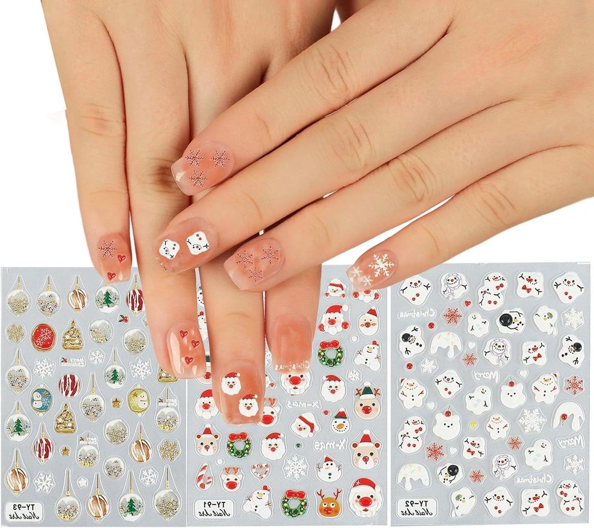 EGoods - Kerst Nagelstickers Met Sneeuwvlokken, Kogelmotief en Winter Sneeuwpop Ontwerp