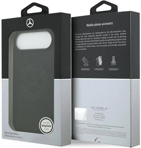 Mercedes-Benz Back Cover - iPhone 17 Air - Zwart - Genuine Leather - Vintage Logo - Magsafe van Mercedes-Benz — afbeelding 3