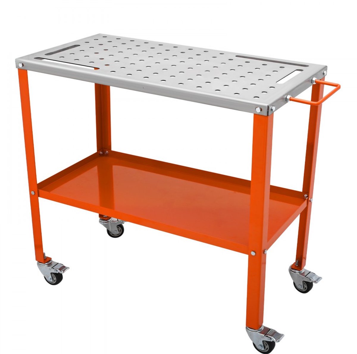 Lastafel - Mobiele laswerkbank op wielen - Afmeting 91,4 x 45,7 cm - Draagvermogen 544 kg - Geperforeerd blad 94 gaten (Ø 1,6 cm) - Koolstofstaal - Vier gereedschapssleuven