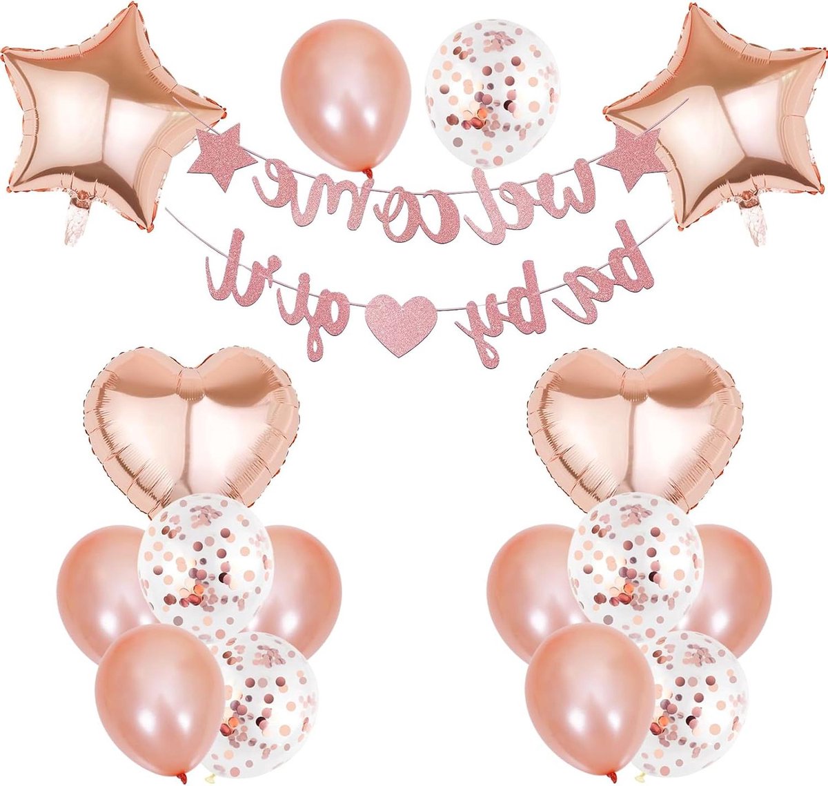EGoods - Slinger ballonnen roségoud voor meisjes, welkom thuis babyshower en verjaardag deco