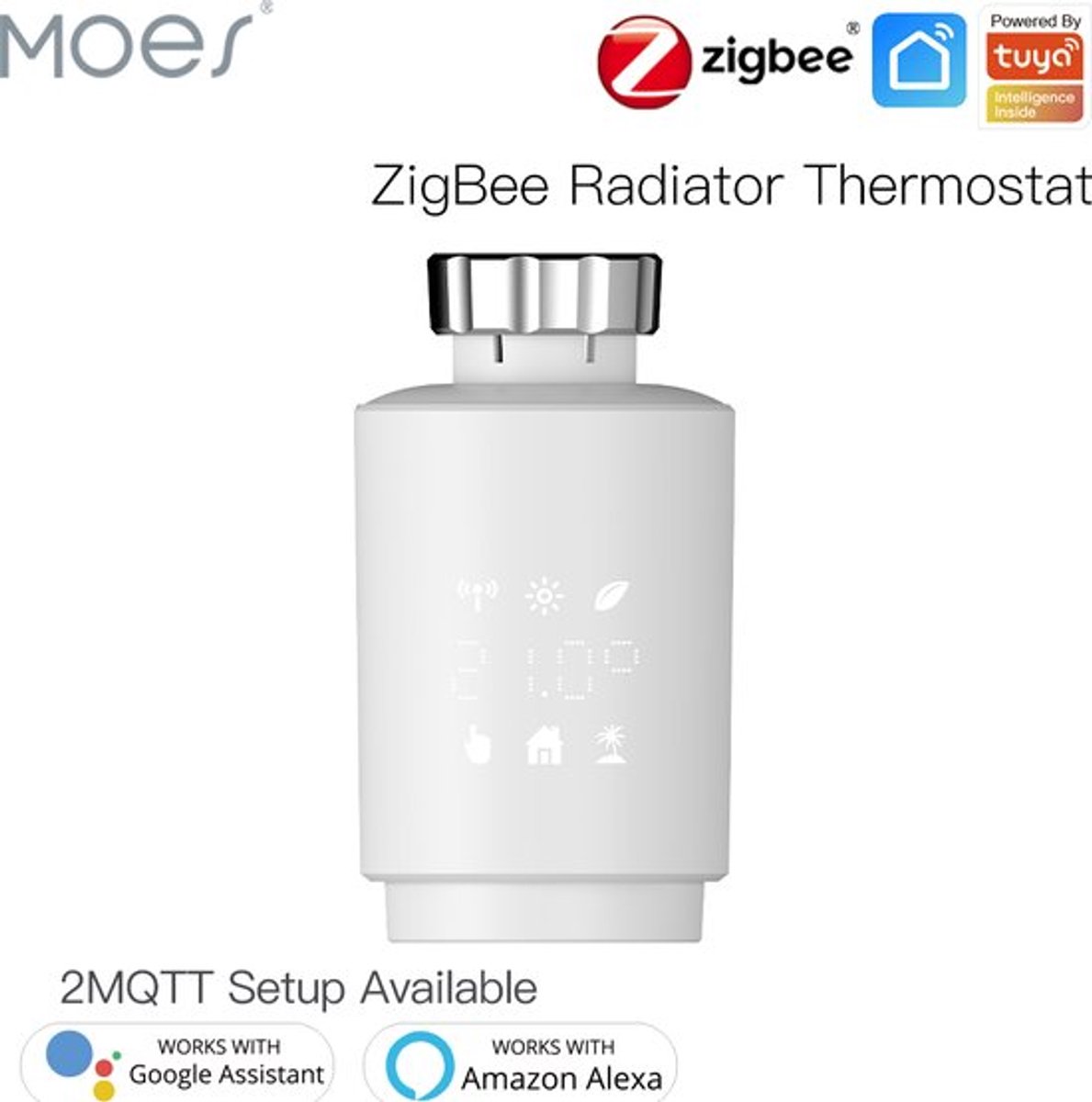 Moes - Zigbee 3.0 - Slimme radiatorknop - Thermostaatknop 1 stuks - Wit - Werkt alleen met ZigBee router