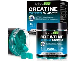 Creatine Monohydraat Gummies – 5000 mg Creatine per Portie – 120 Gummies – blauwebessen Smaak