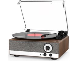 White-Label® Platenspeler Bluetooth - CD Speler met Speakers - Vintage - Houtskool
