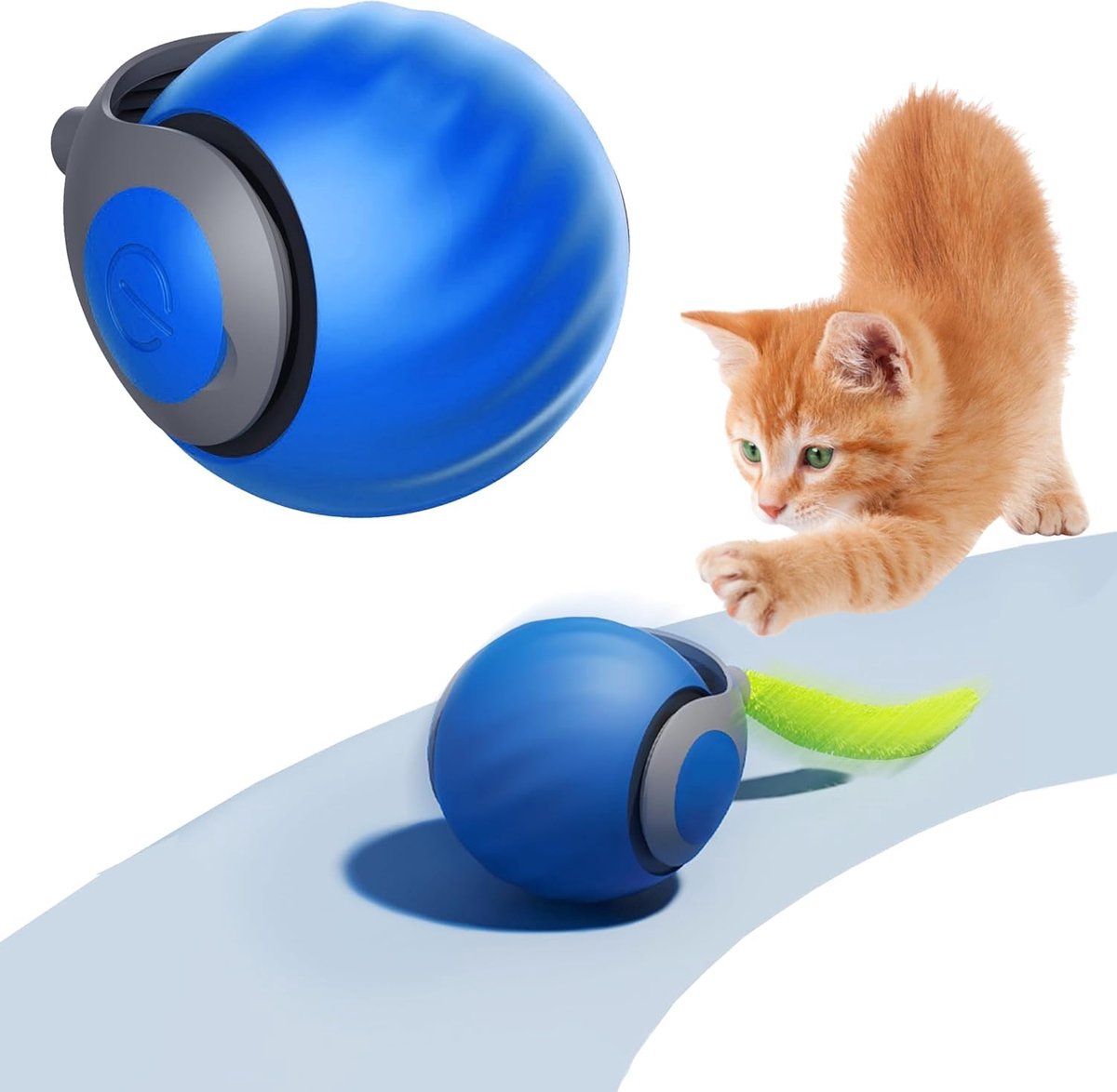 IMPERATORIS® Elektrisch Kattenbalspeelgoed – Interactief Kattenspeeltje / Automatisch Rollend Slim Speelgoed voor Katten – Oplaadbaar – Voor Interactief Spelen Binnenshuis – Geschikt voor Tapijt – 1 stuks