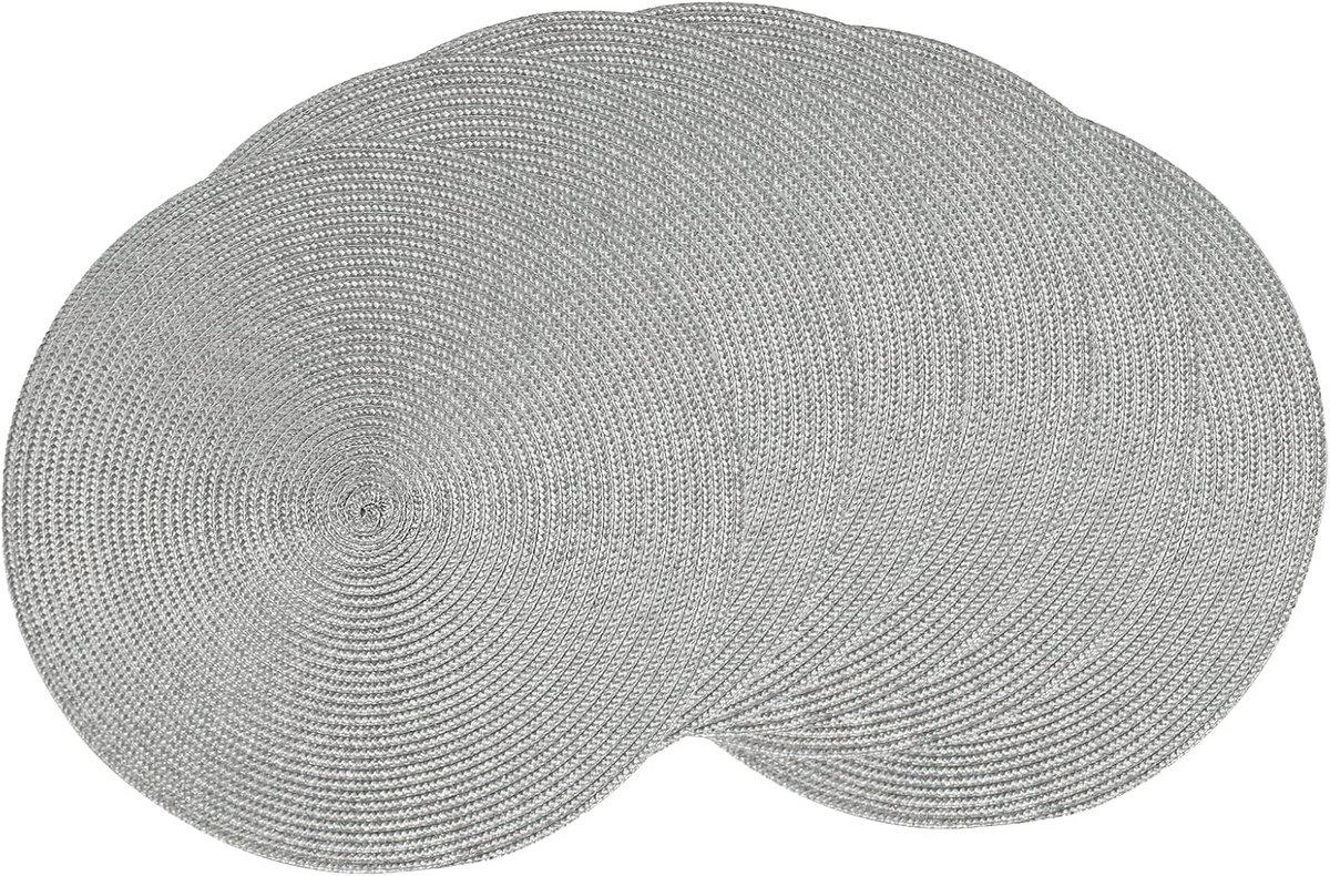 Set van 6 Ronde Gevlochten Placemats (35 cm) - Natuurlijk Geweven Tafelmat Hittebestendig