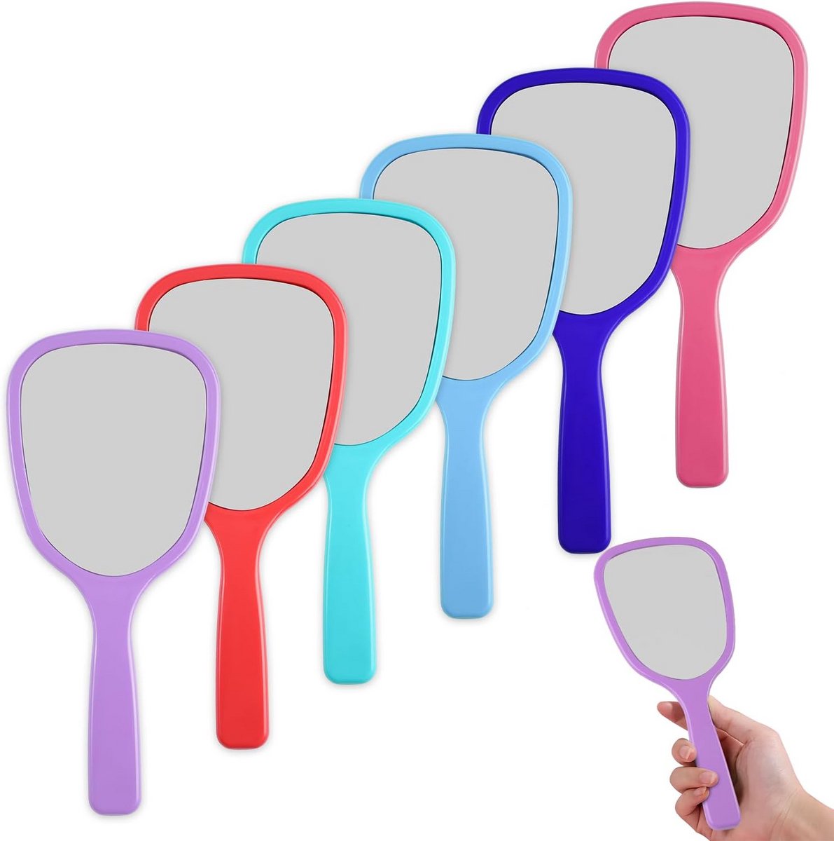 4 Stuks Draagbare Make-up Handspiegel met Ergonomisch Handvat