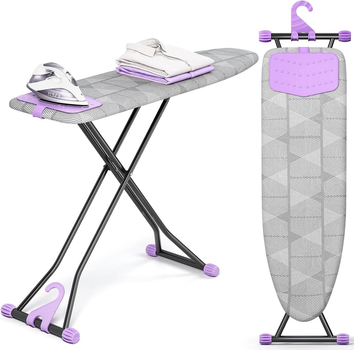 Compact Strijkplank met Siliconen Strijkmat - Verstelbare en Inklapbare Strijktafel voor Muurmontage