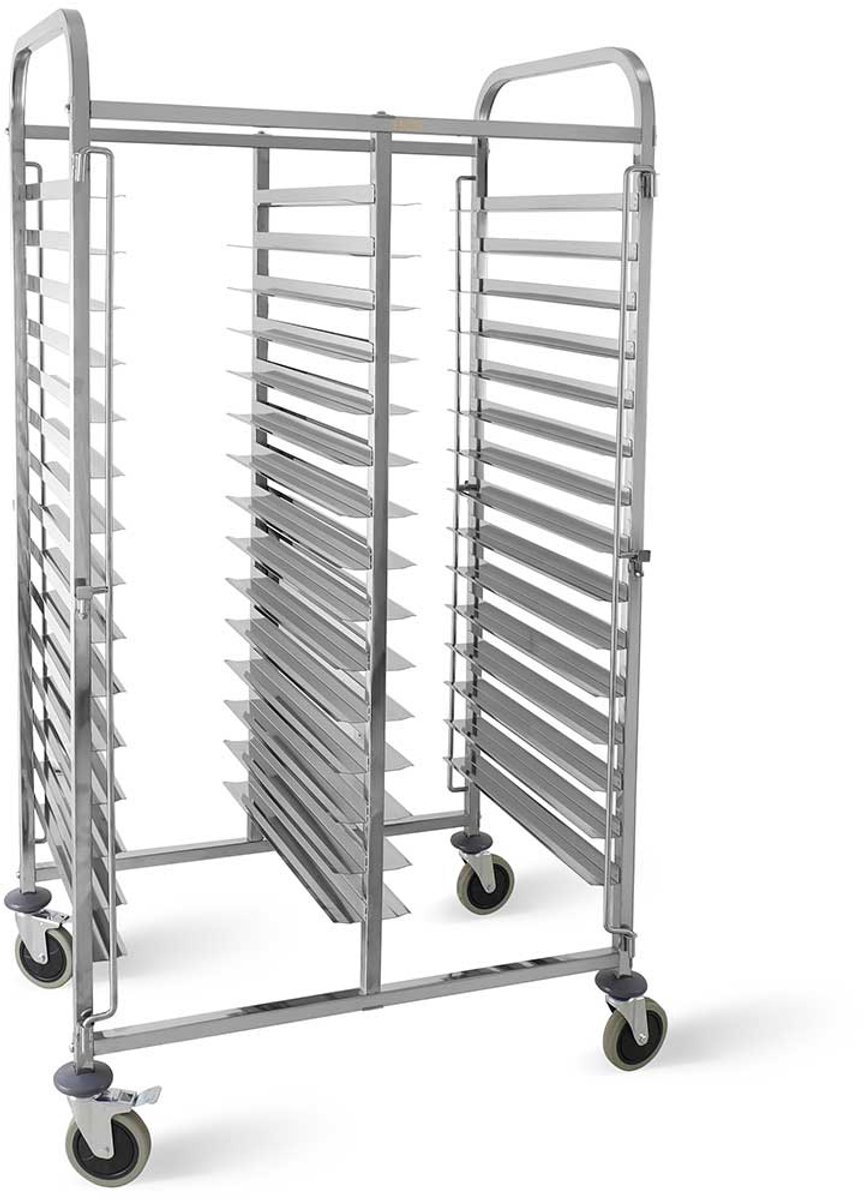 HCB® - Professionele Dubbele horeca regaalwagen - 30 x 60/40 cm - RVS / INOX trolley - Serveerkar - 62x91.5x173.5 cm (DxBxH) - 17 kg - 2638