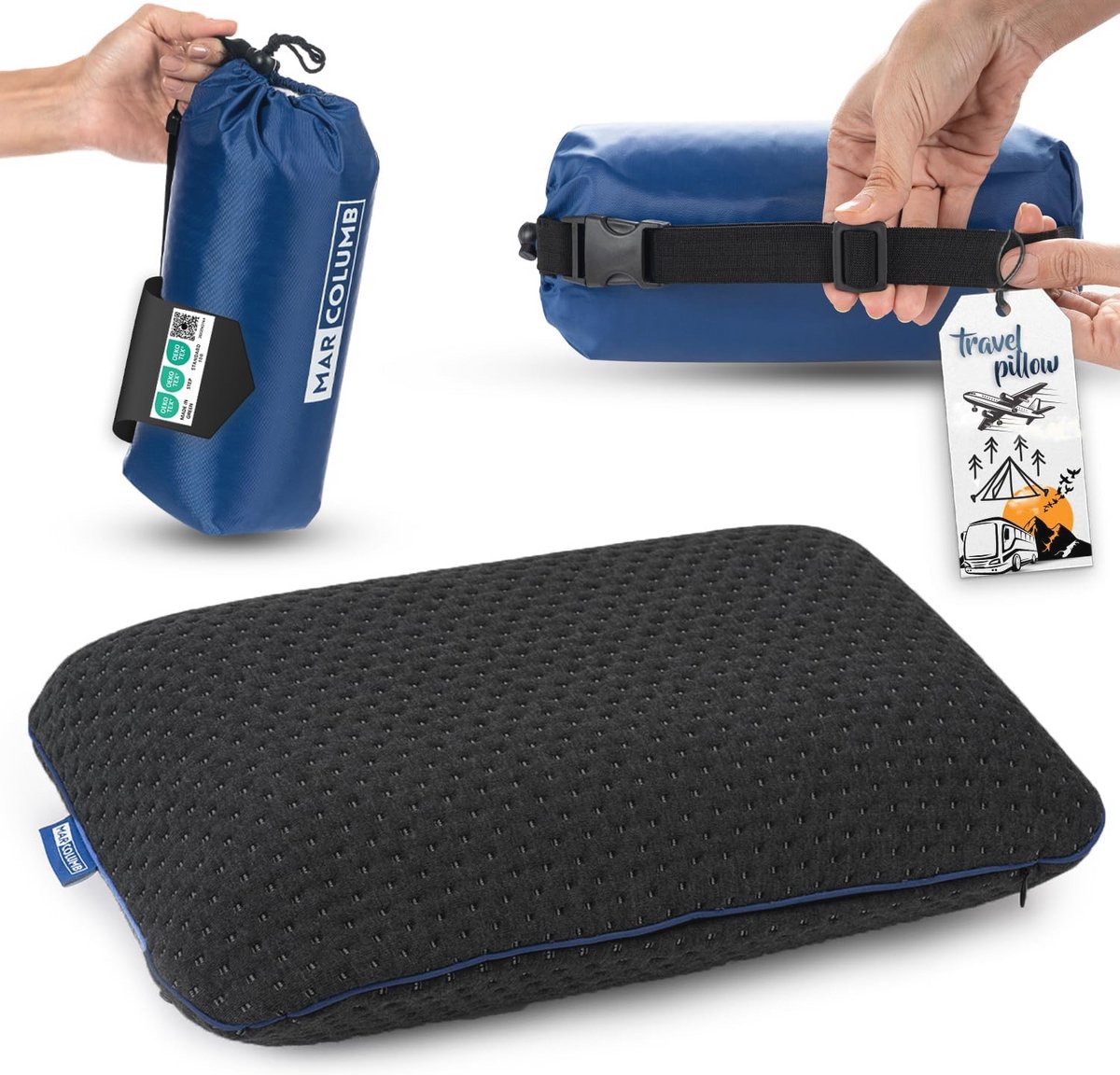 Ergonomisch Reiskussen voor Camping en Reis met Temperatuurregulerende Overtrek