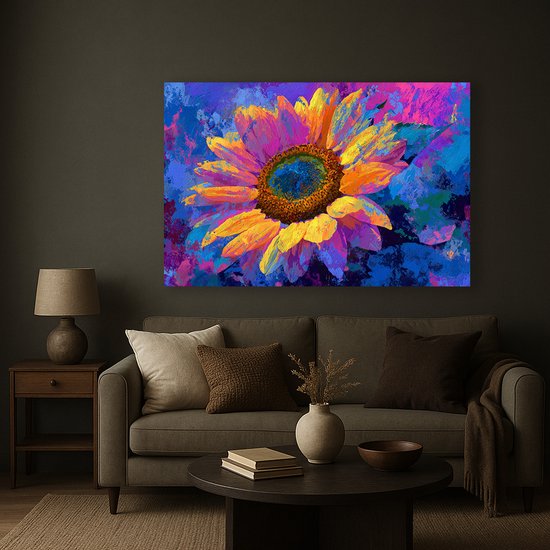 Zonnebloem – kunstobject – woondecoratie – Canvas schilderij – 100x75 cm