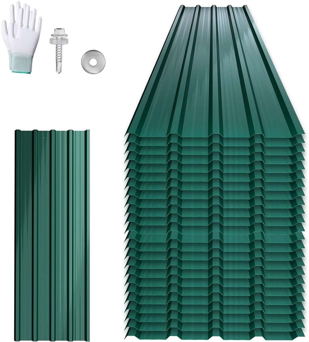 24x Golfplaten Staal - Verzinkt Dakbedekking 129x45 cm - Weerbestendig voor Garage en Schuur