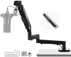 NEEWER Low Profile microfoonarm tafelhouder, 360° draaibare galgenarm met pneumatische demping instelbaar, compatibel met Shure MV7 SM7B Blue Yeti Gaming Streaming Podcast microfoon, MS002