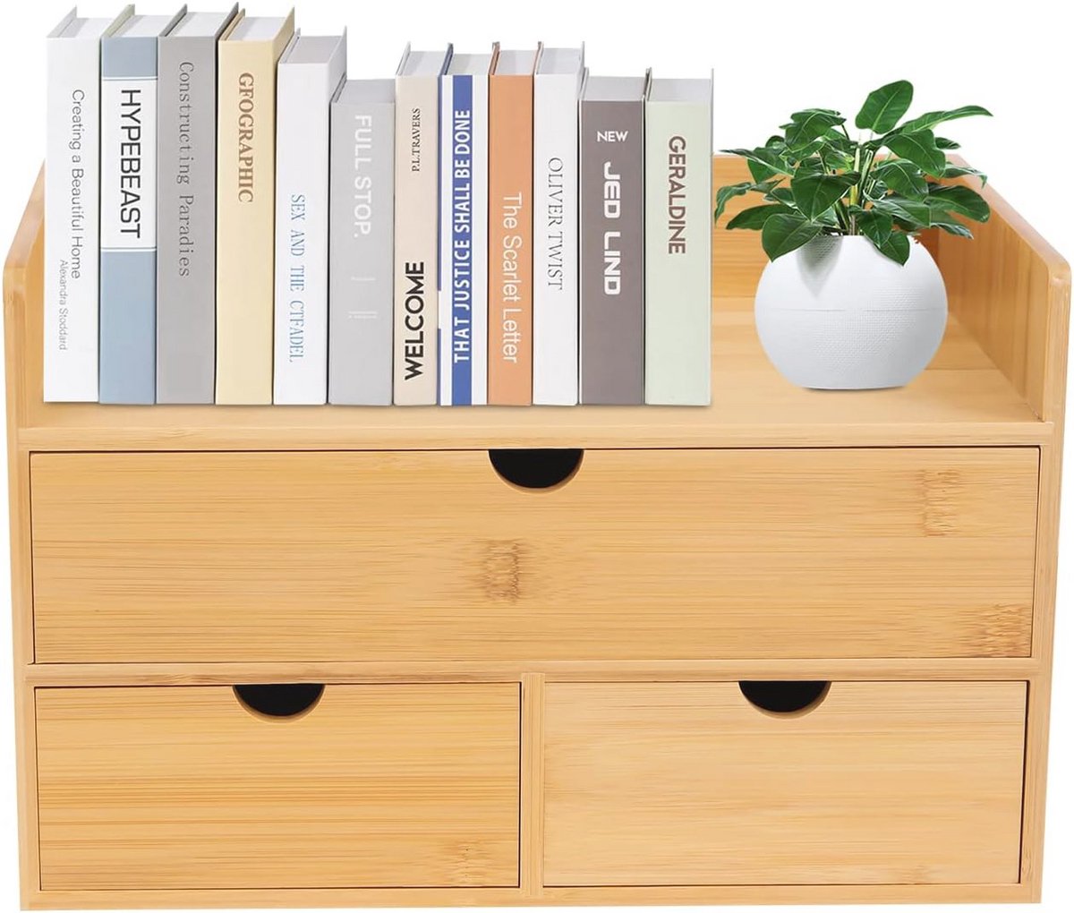 Houten Bureau Organizer met 3 Lade, Bureau Accessoires en Opbergdoos