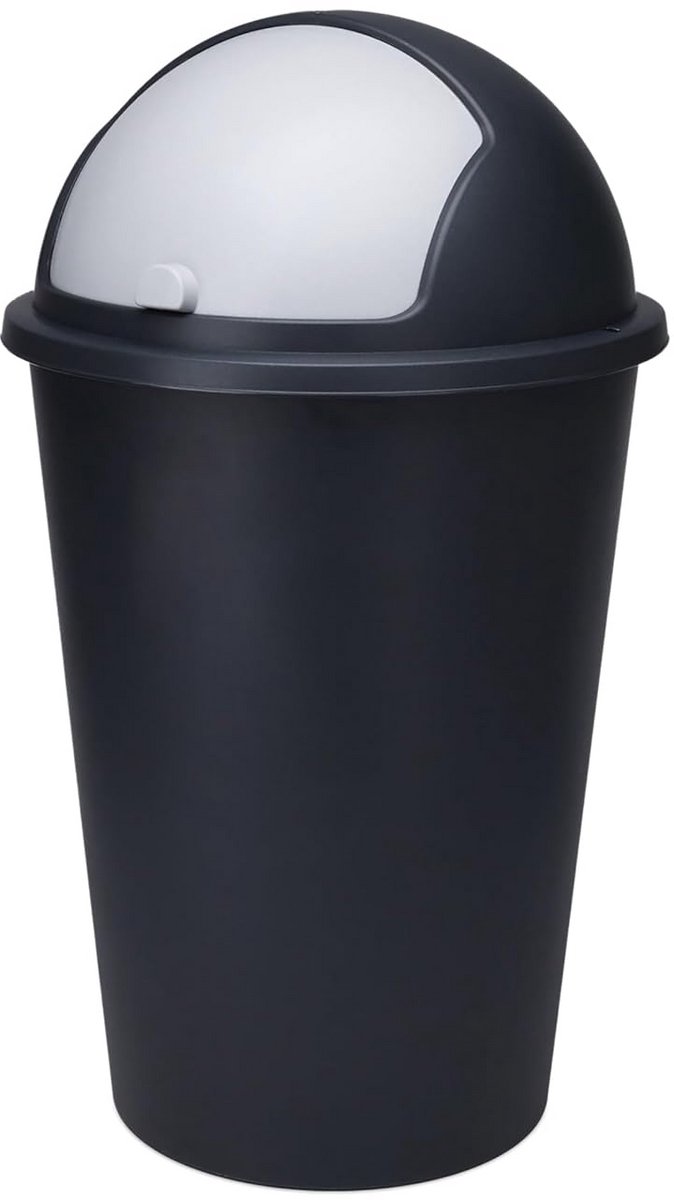 Afvalemmer XL met Schuifdeksel Zwart 50L Rond