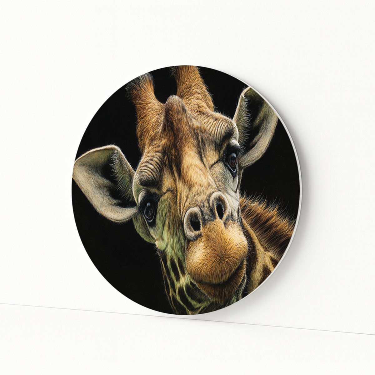 Giraffe wandbord – forex muurcirkel – rond wandpaneel – 60x60 cm
